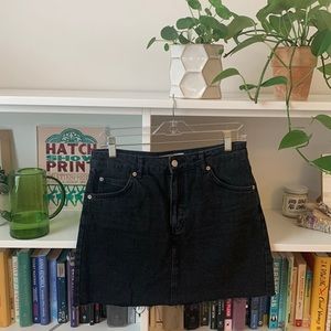 Topshop black denim mini skirt